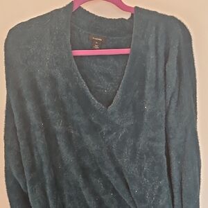 Halogen Teal V-Neck Sweater